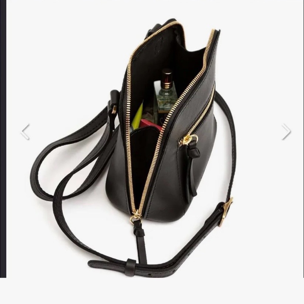 Portland Leather Goods Large Luna Smooth Black Crossbody Bag Like New